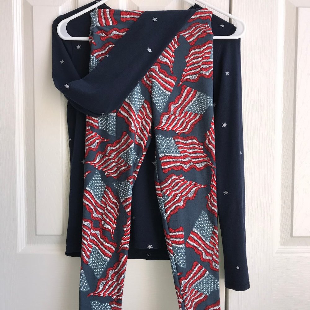 LuLaRoe American Flag Leggings Size Tween